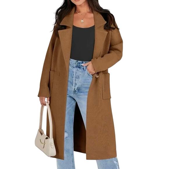 Anrabess Long Cardigan Duster Sweater in Color Caramel Size Small New with Tag - Picture 2 of 10